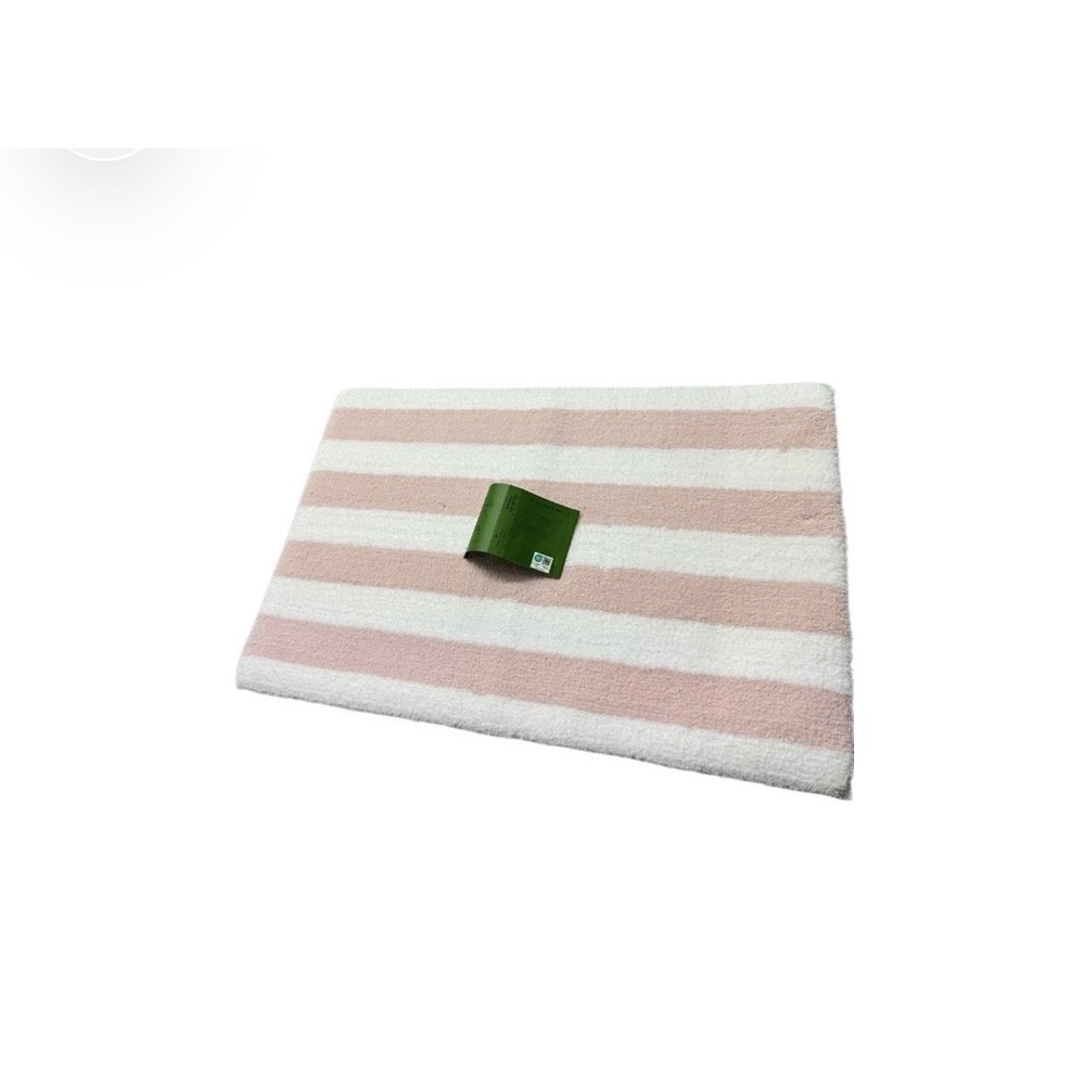 New KATE SPADE NEW YORK Pink/White Stripe 20" x 32" Non-Slip Backing Bath Rug